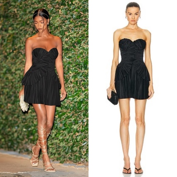 🆕 CULT GAIA Charlique Pleated Mini Dress Black Sz 10 - Picture 2 of 9